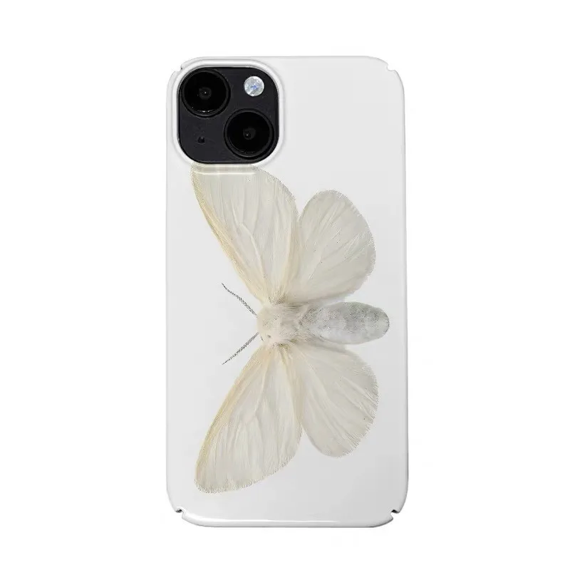 Роскошный чехол для телефона Clmj INS с красивой белой бабочкой для iPhone 17, 16, 15, 14, 13, 12, 11 Air ProMax X XS XR Plus, глянцевая пленка, жесткий ПК