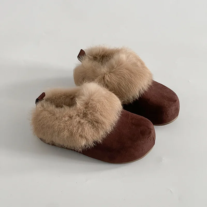 

Women's winter new 2025 thick soled warm lazy shoes with added fluff, cotton toe, and slippers