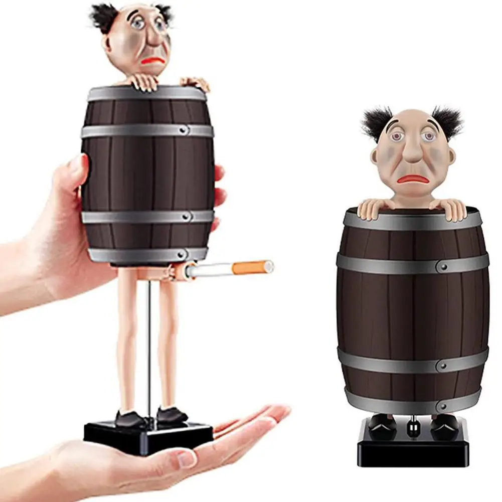 Funny Cigarette Dispenser Creative Spoof Cigarette Holder Box Santa Claus in The Wooden Barrel Cigarette Box Statue