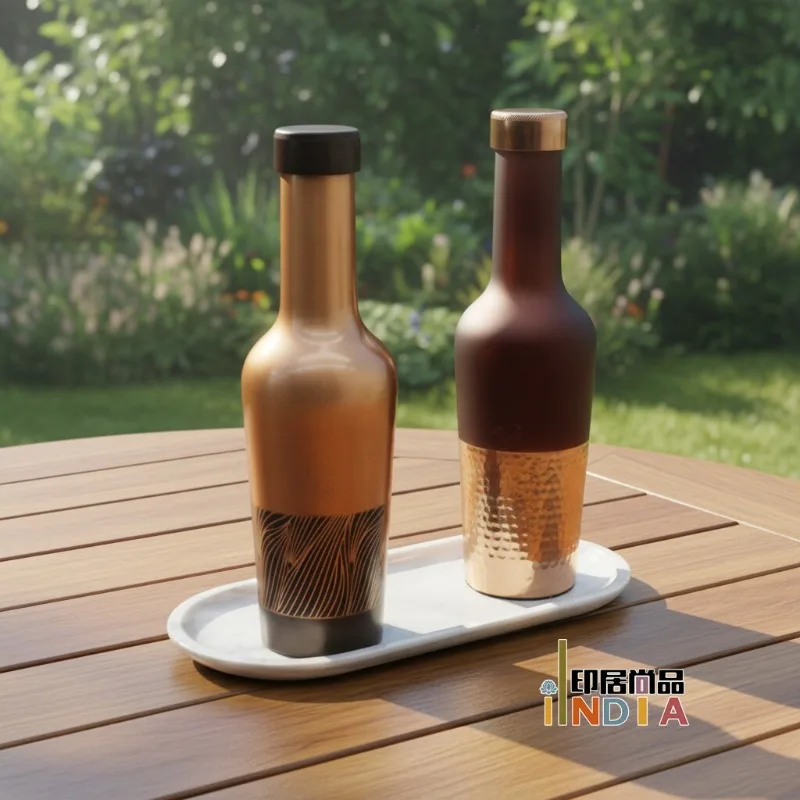 Hand Hammered Copper Water Bottle Yoga Drinking Bottle Home Outdoor Sports Water Vessel Gift Box Pack