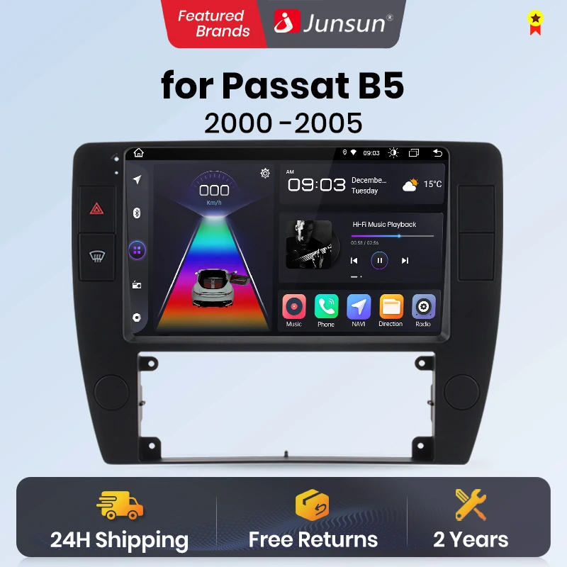 Junsun Wireless CarPlay Android Auto Car Intelligent Systems for Passat B5 2000-2005 GPS Car radio