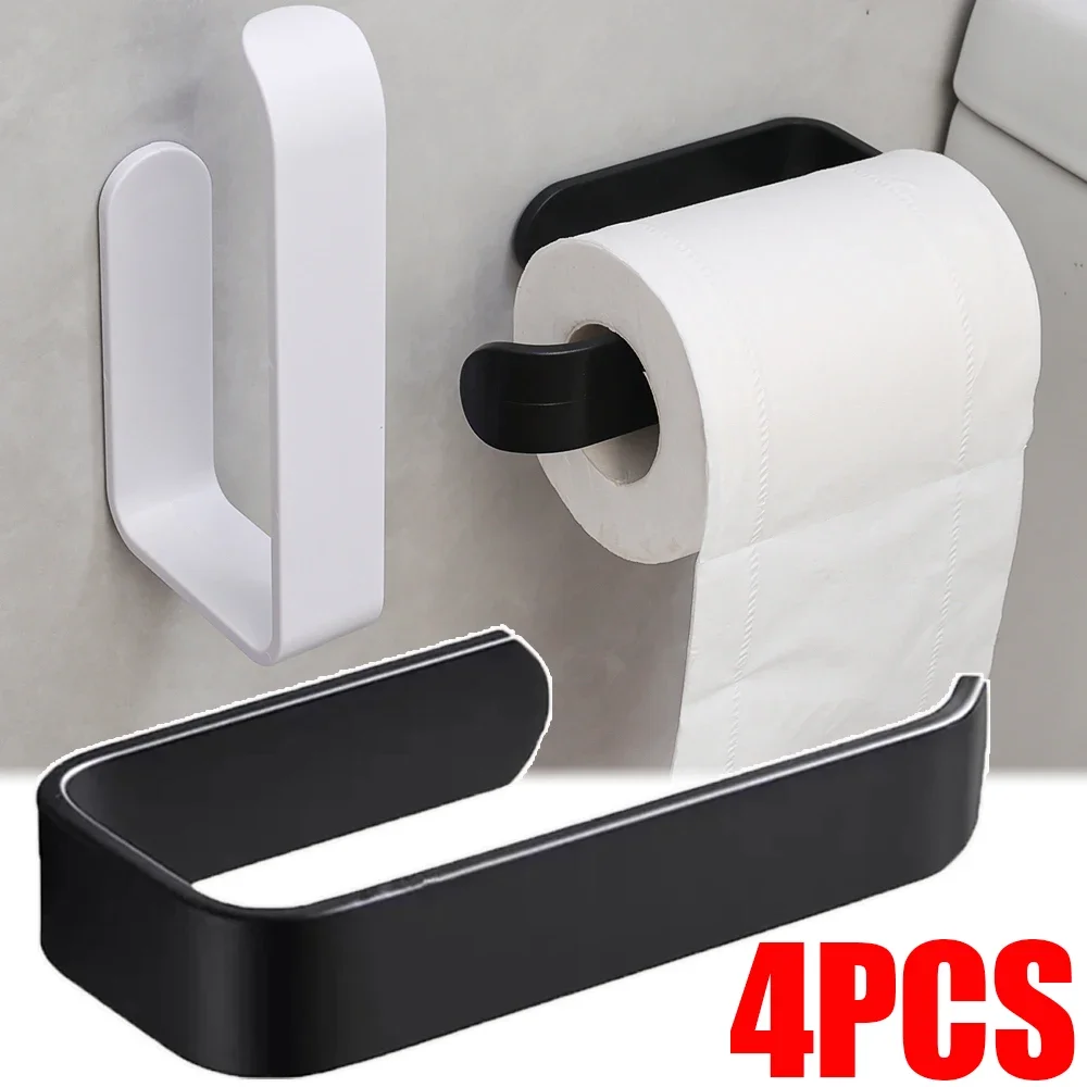 

4/1 шт. самоклеящаяся полка для туалетной бумаги для ванной комнаты, настенная вешалка для кухонных полотенец, вешалка для пищевой пленки без перфорации, пластиковый держатель