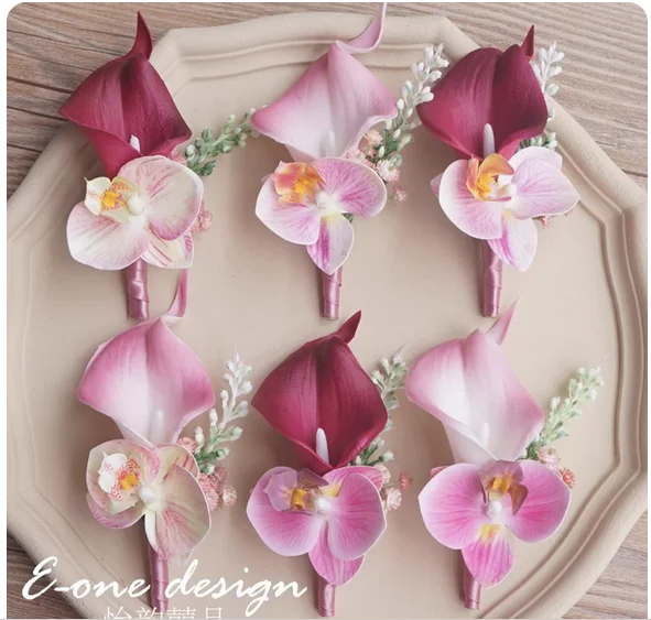 European pink wedding corsage wrist flower bride groom bridesmaid groomsman parents brothers and sisters celebration