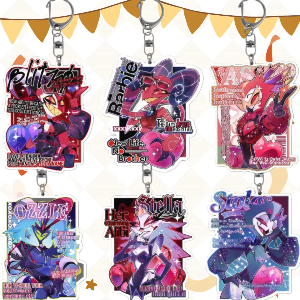 

Акриловый брелок-подвеска для сумки с персонажами аниме Hazbin Hotel (Вагги, Аластор, Хаск, Ниффи, 3 Вииз), новый, хит продаж, подарок для друзей, ручная работа