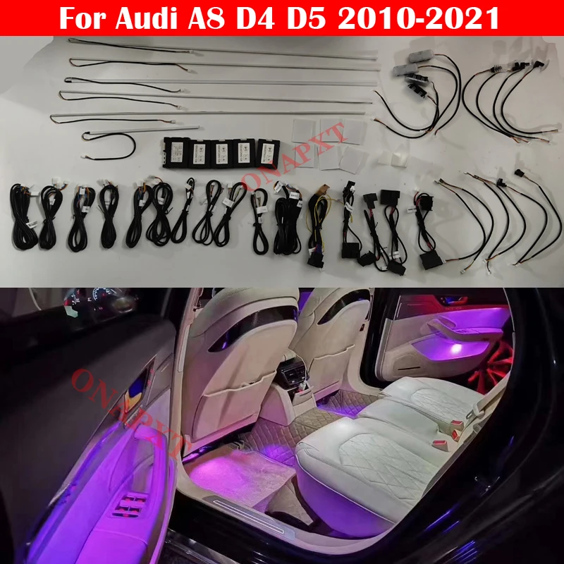 21/30 Colors For Audi A8 D4 D5 2010-2021 MMI Button APP Decorative LED Foot Door Ambient Light Atmosphere Lamp illuminated Strip