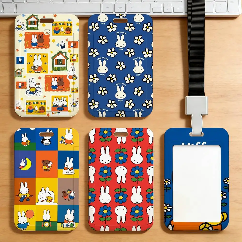 Cartoon M-miffy Card Holder Work Permit Access Bus Subway Cards Protective Sleeve