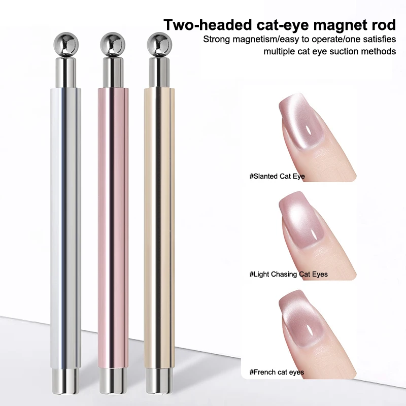 #1Pc Nail Art Magnetic Stick Cat Eye Magnetic Ball Aluminum Handle Cylindrical UV Gel Magnet Tools Double End Nail Design Tools.