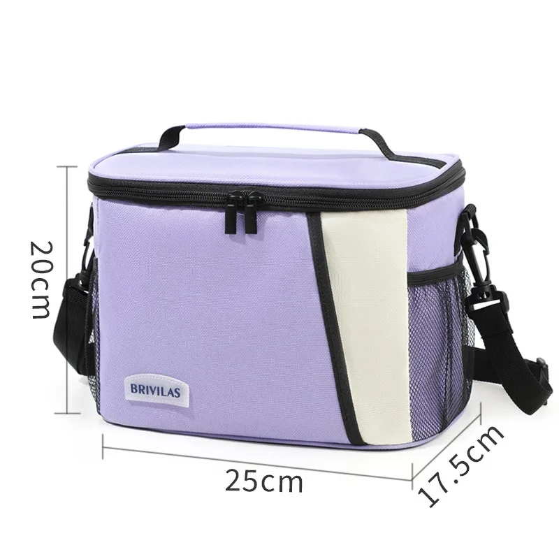 Ein Muss im Winter! Dopamin-Farbige Picknick-Kühltasche, Diagonal über die Schulter, Quadratische Lunchtasche, Tragbar für unterwegs, Verdickte Aluminiumfolie – Detail 20
