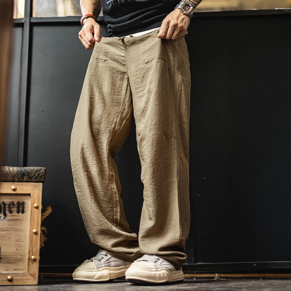 Maden Men’s Vintage Chino Pants Lightweight Linen-Blend Trousers with Elastic Waist Casual Khaki Baker Pants for Summer and Fall 2 Maden Men's Vintage Chino Pants Lightweight Linen-Blend Trousers with Elastic Waist Casual Khaki Baker Pants for Summer and Fall 2