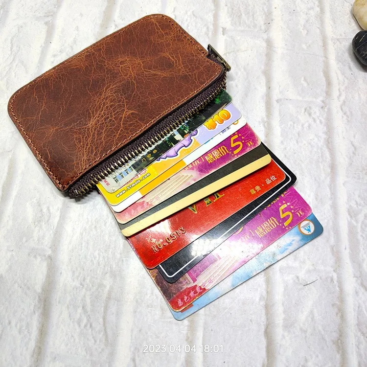 Mini Zipper Waist Bag Leather Belt Pack Small ID Card Holder Driver's license holster Passport Wallet Mobile Phone Sheath LHD