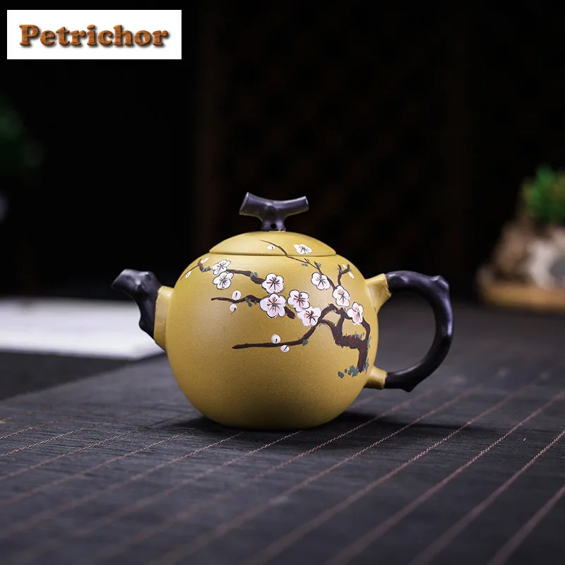 

260 мл Исин Фиолетовые глиняные чайники Famous Master Ручной работы Dragon Egg Pot Сырая руда Золотая секция Грязевой чайник с фильтром Чайный сервиз Zisha