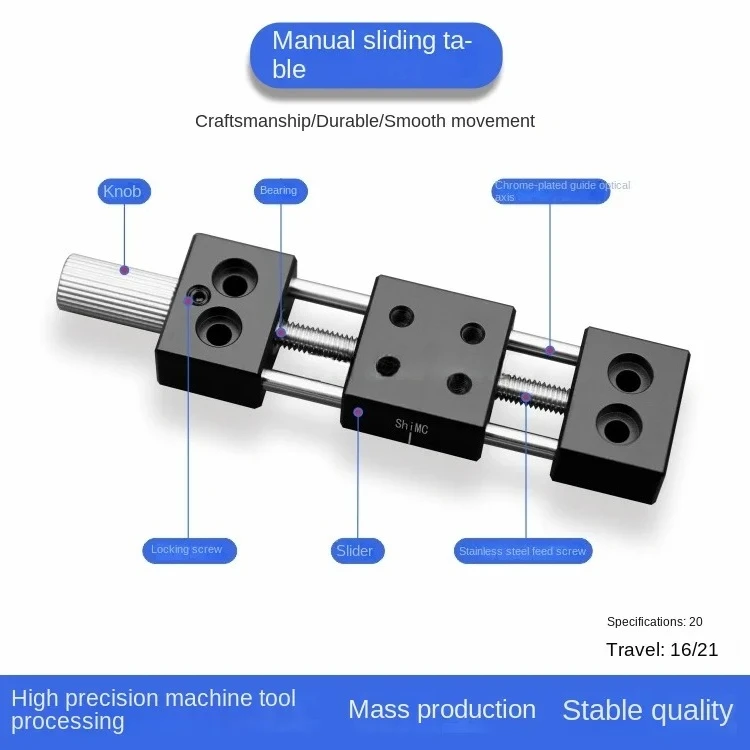 Micro precision guide slide surface 20/25/30/30A manual slide table X-axis feed screw stroke 11-100