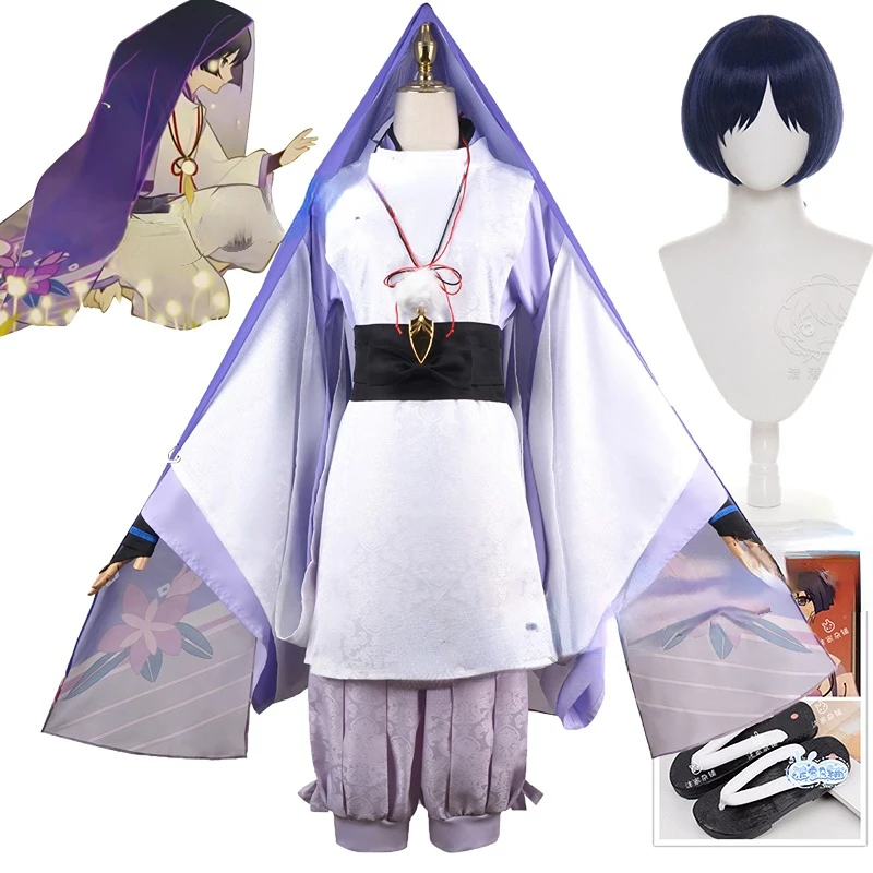 Spiel Genshin Auswirkungen Cosplay Pv Vergangenheit Scaramouche Cosplay Kostüm Scaramouche Halloween Weiß Kimono Full Set Perücke Schuhe