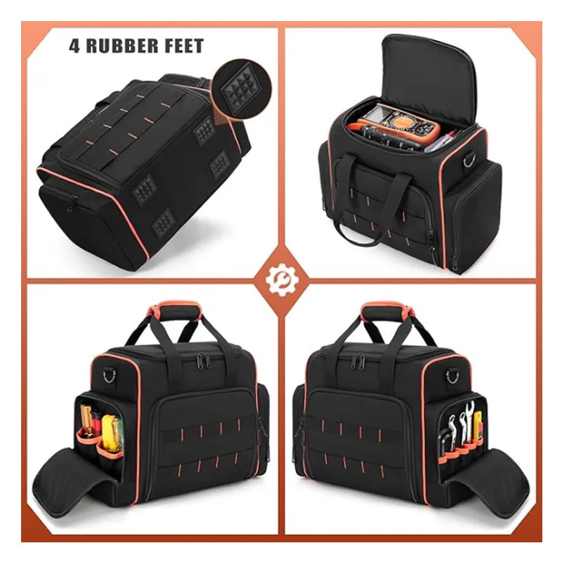 Large Capacity Portable Tool Kit with Shoulder Strap Wear-resistant Heavy Duty Tool Organizer Thickened Waterproof Toolkit