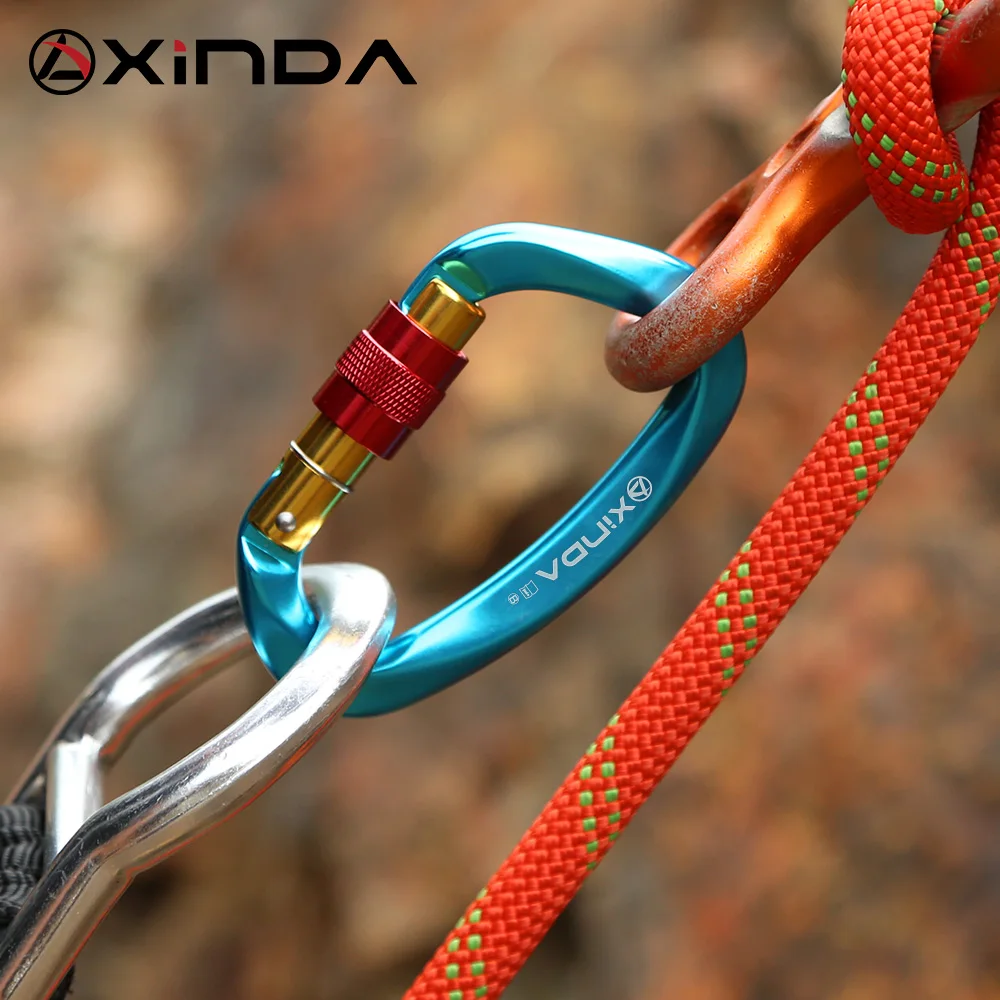 XINDA Professional Rock Climbing moschettone 25KN D-Shape Screw Gates Lock lega di alluminio Mountaineer Outdoor Equipment