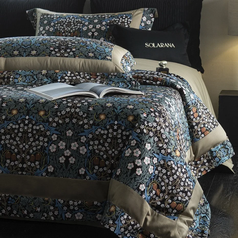 Luxury Retro 100% Egyptian Cotton Bedding Set Queen/King Double Size Bed Linens Sheet Duvet Cover Set Pillowcase