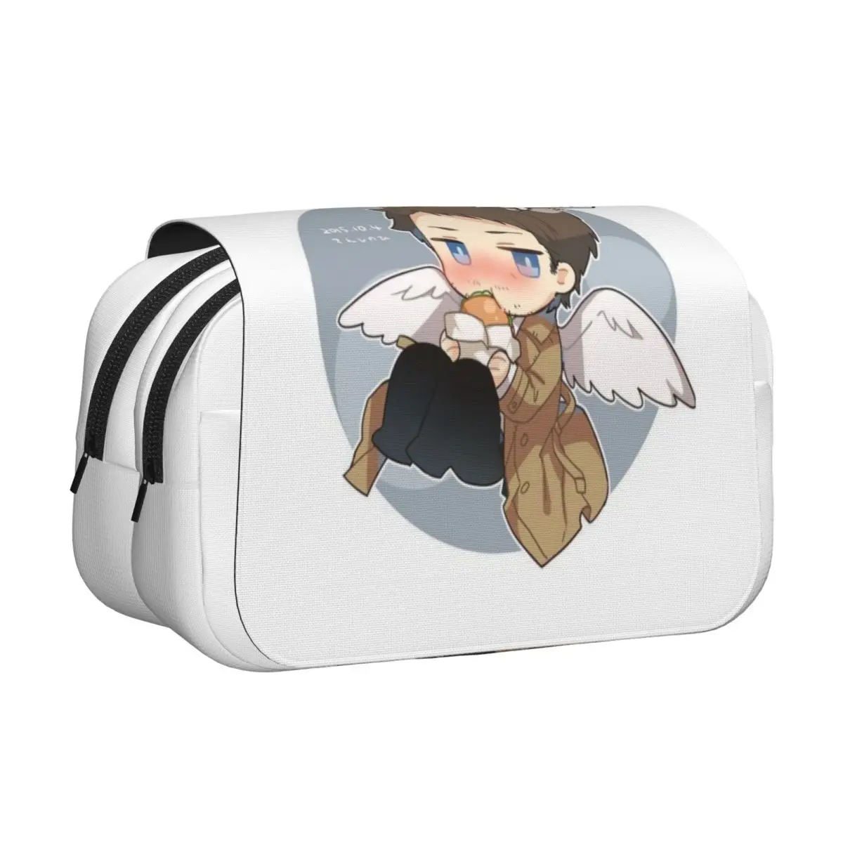 Castiel FBI Badge Pencil Cases Pen Holder Hard Shell Leather Large Storage Pen Box Pencil Bag for Students School