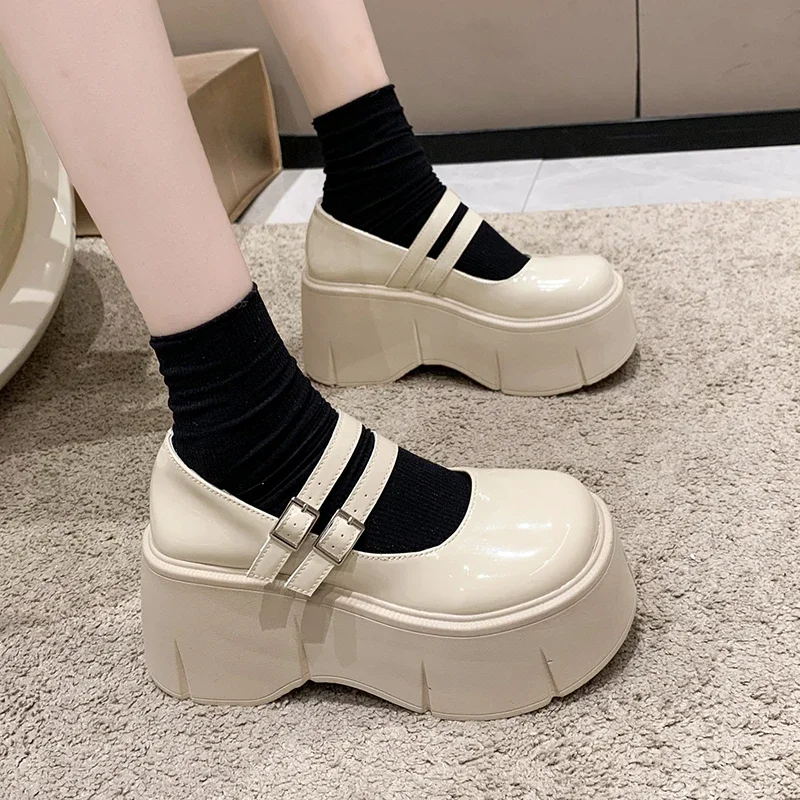 High Heel Platform Wedge Spring Women Pumps Mary Jane Ladies Sandals Belt Buckle Classic Sweet Punk Female Lolita Shoes