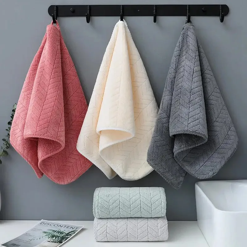 35x75cm Coral Fleece Wheat Ear Towel Fluffy Soft Strong Absorbent Suitable for Adult Students Bath Towel Thickened Face Towel
