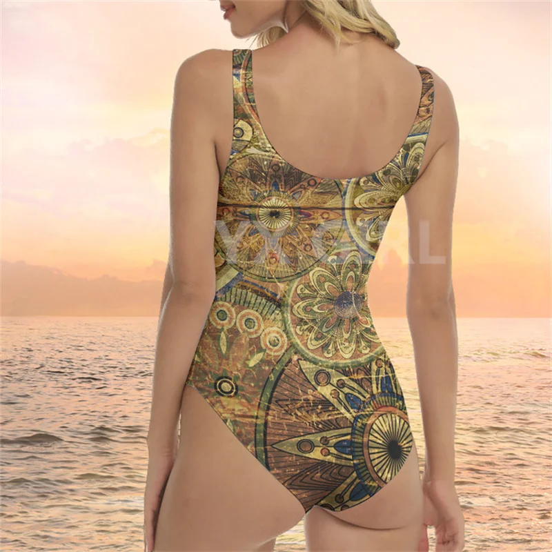 YX فتاة Art زهرة الفن ، Swimsuit ملابس السباحة ، Vintage قطعة واحدة ملابس السباحة ثلاثية الأبعاد المطبوعة مثير الصيف النساء الشاطئ ملابس السباحة