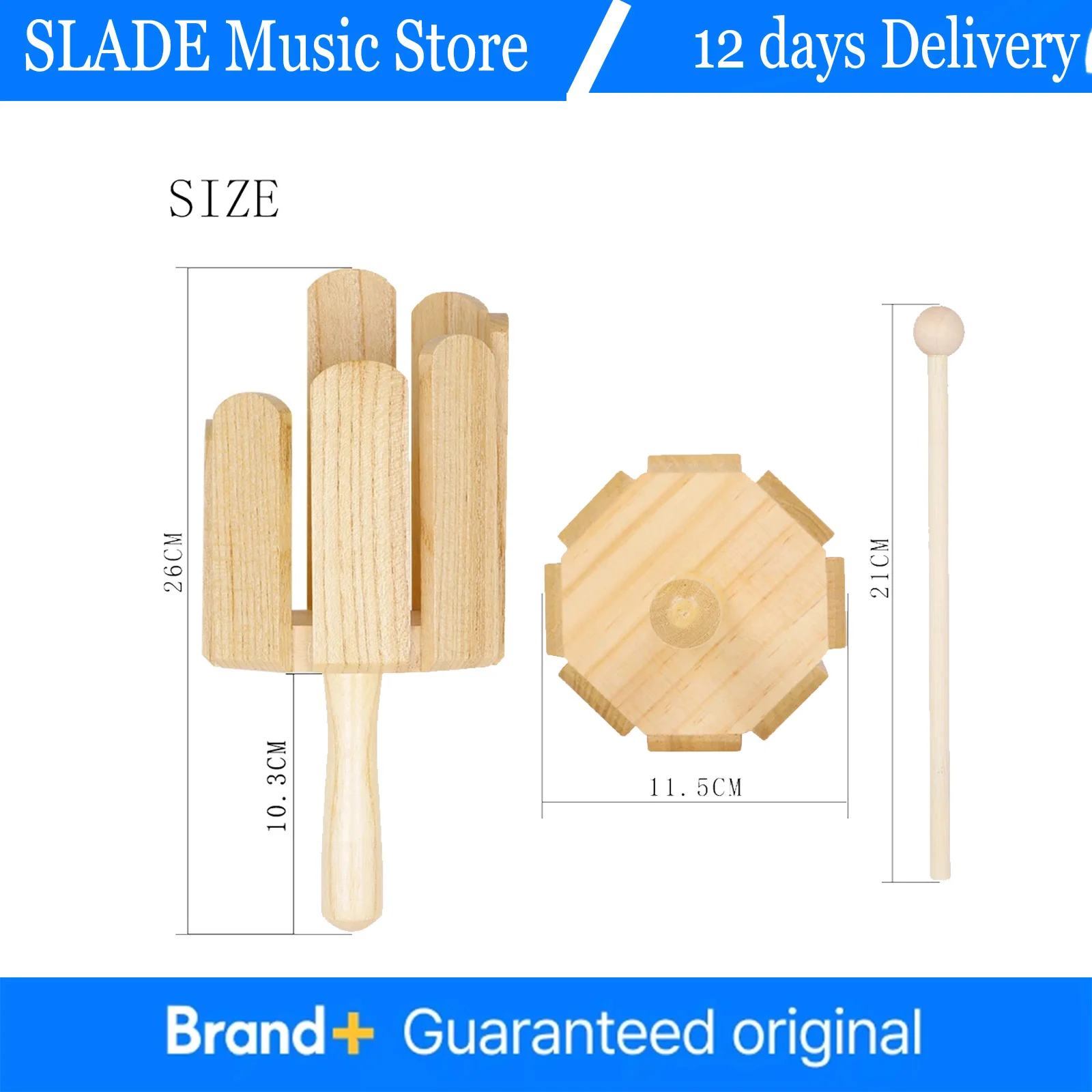 أورف أنبوب خشبي متعدد الصوت بثمانية نغمات مع عصا لعبة أطفال للأطفال الصغار التعليم المبكر ألعاب هدايا أداة قرع