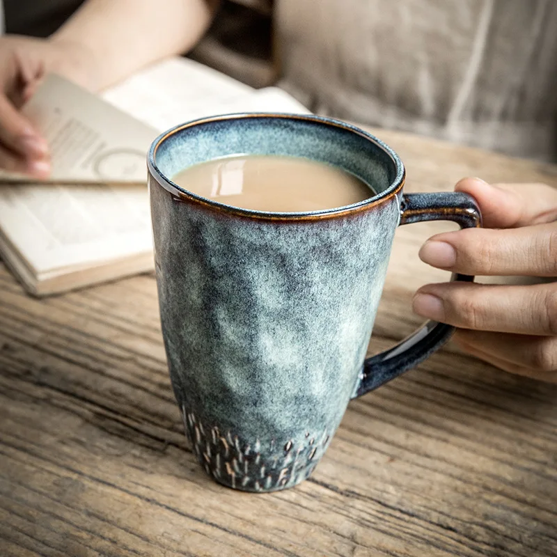 Estrela Kiln Caneca cerâmica, V-Shaped Cup, Irregular Retro Copo de Café Europeu, Esmalte mutável, Exportação, Europeu