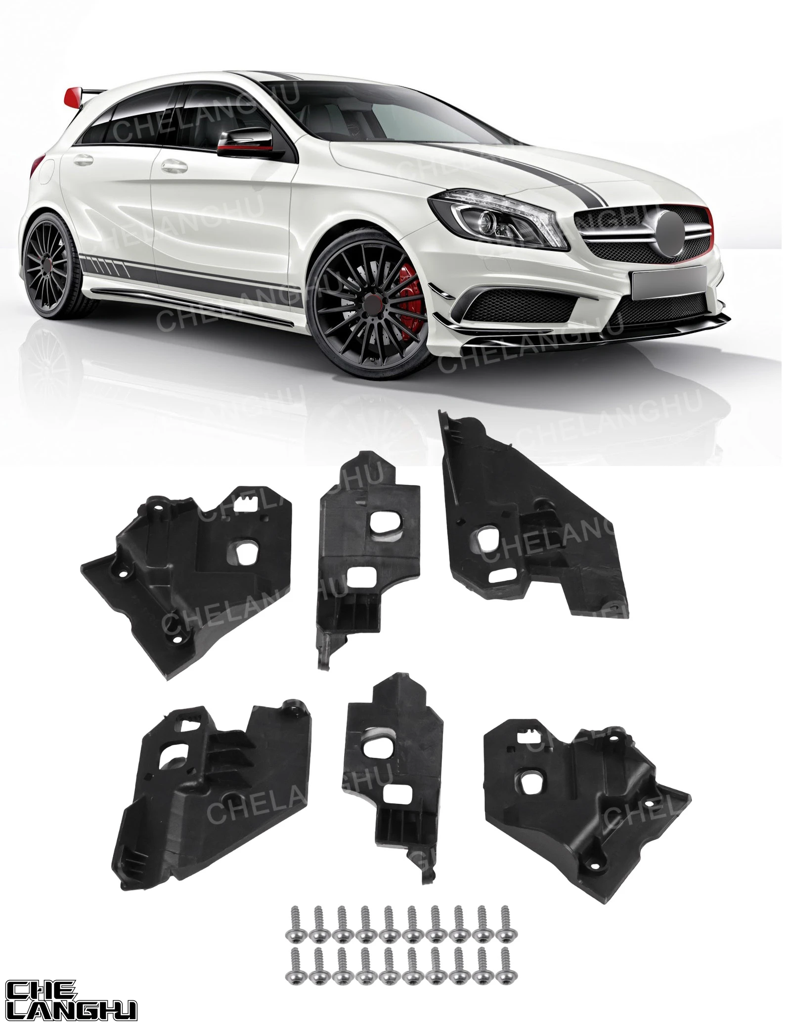For Benz W176 A180 A200 A250 A45 AMG 2013 2014 2015 2016 2017 Car Headlight Bracket Headlamp Repair Kit 1768200114 1768200214