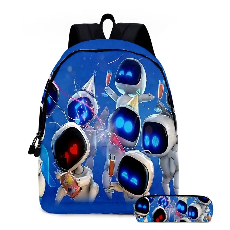 2pcs Set Astro Bot Cartoon Backpack Anime Astrobot Student School Bag Pencil Storage Bag Boys Girls School Supplies Mochila Gift