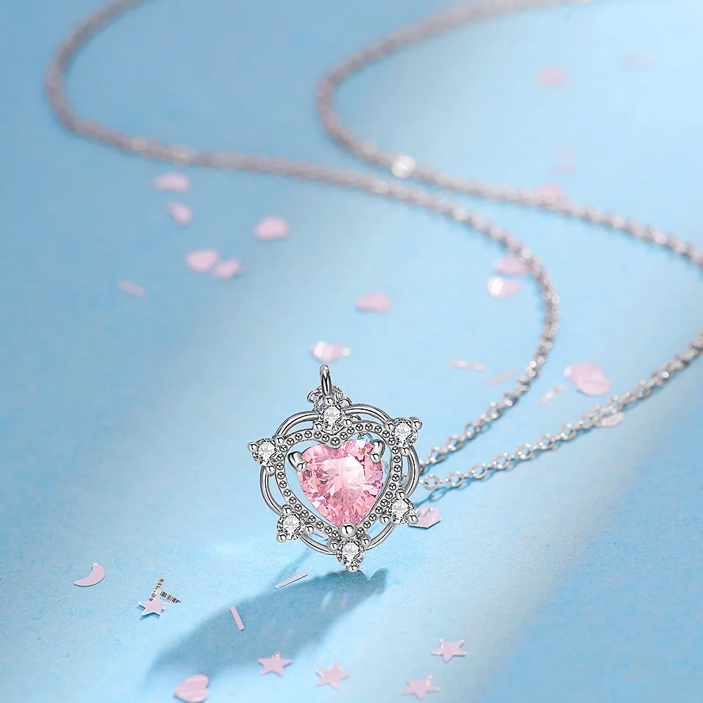 

Розовое ожерелье с подвеской в виде любви, универсальное ожерелье-цепочка на ключицы, подарок на день рождения