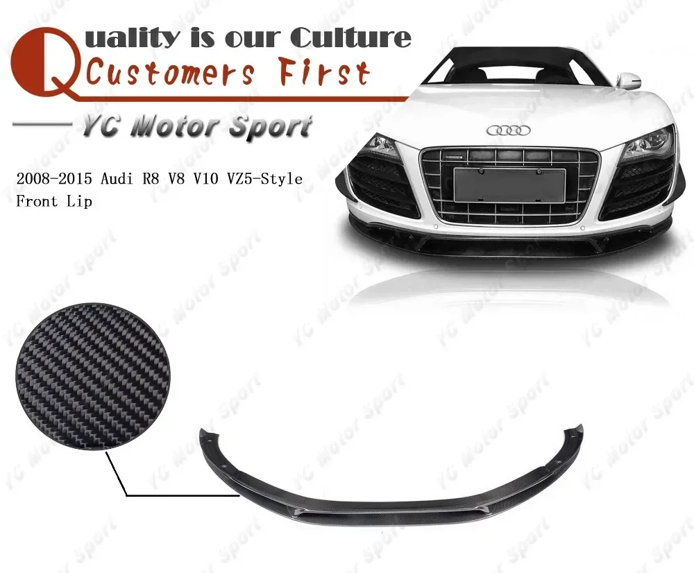 

Car Accessories Carbon Fiber VZ5-Style Front Lip Fit For 2008-2015 R8 V8 V10 Front Bumper Lower Splitter