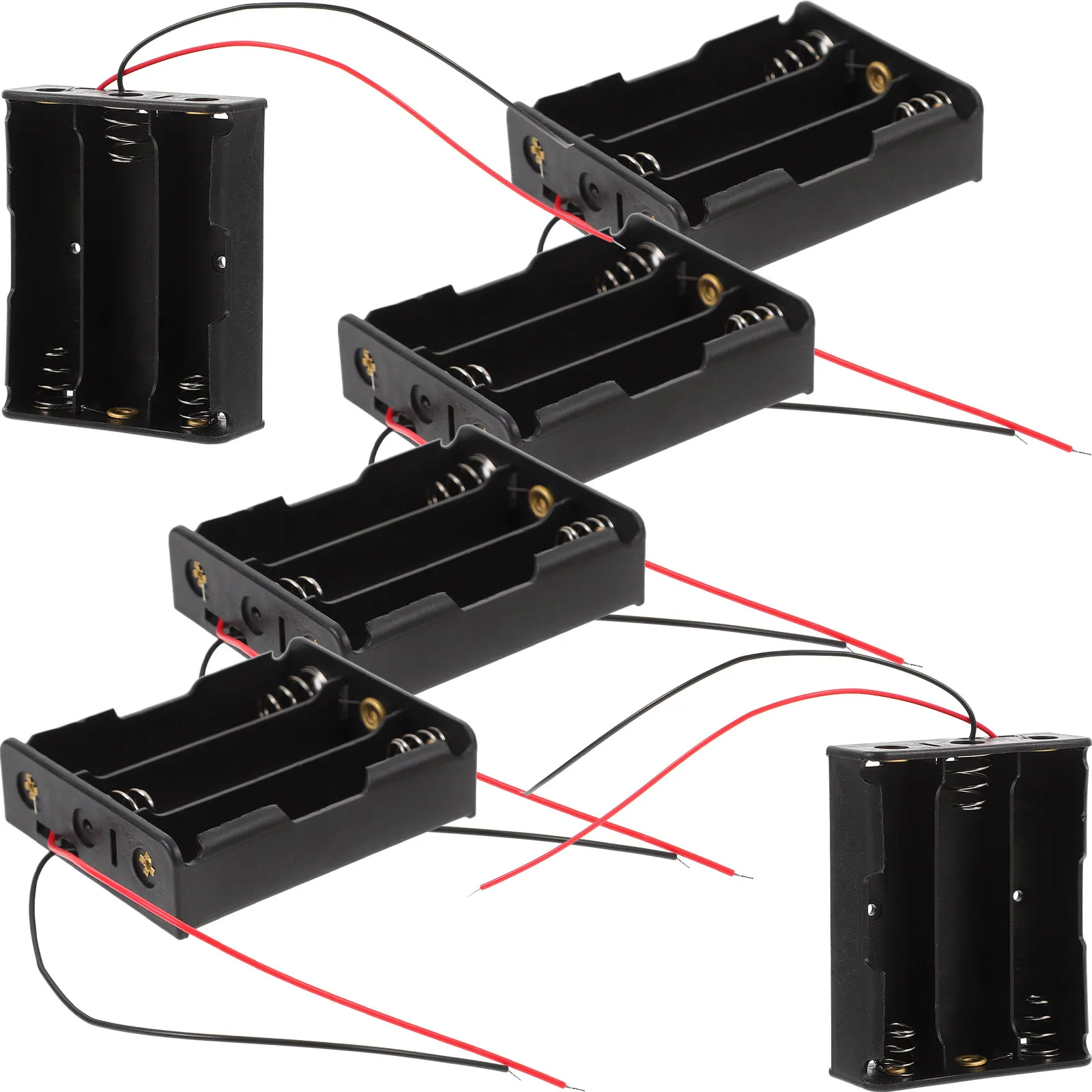 6Pcs 3 X 3.7V Aa Battery Case Heavy Duty Plastic Holder Lightweight Secure Fit for Portable Devices Extended 14Cm Cable