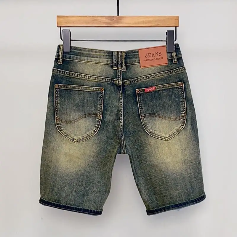 مصمم الملابس 2025 ريترو الدنيم السراويل المتوسطة الرجال السراويل القديمة غسلها جديد Kpop السراويل ضئيلة أقدام صغيرة مرونة صديقها الجينز #2