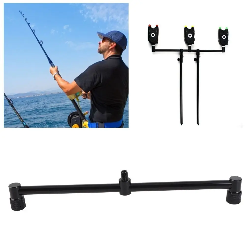 

Durable Aluminum Alloy Fishing Rod Buzz Bar 20/25/30cm Lightweight Fishing Rod Holder 2 Head Black Fishing Pole Rest Bank Stick
