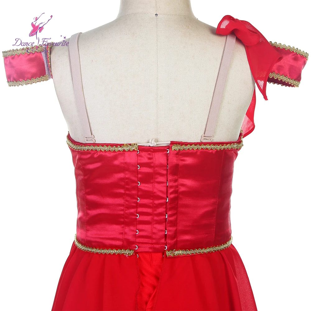 Dance Favourite Dance Costumes B22054 Red Diana and Acteon Variation Ballet Dance Costume Red Dress with Gold Trim Decoration