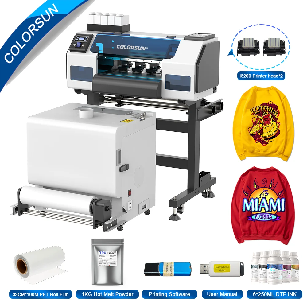 Colorsun A3+ I3200 DTF Printer Direct to Film T-shirt Printing Machine Impresora A3 dtf Printer For T-Shirt shoes For All Fabric