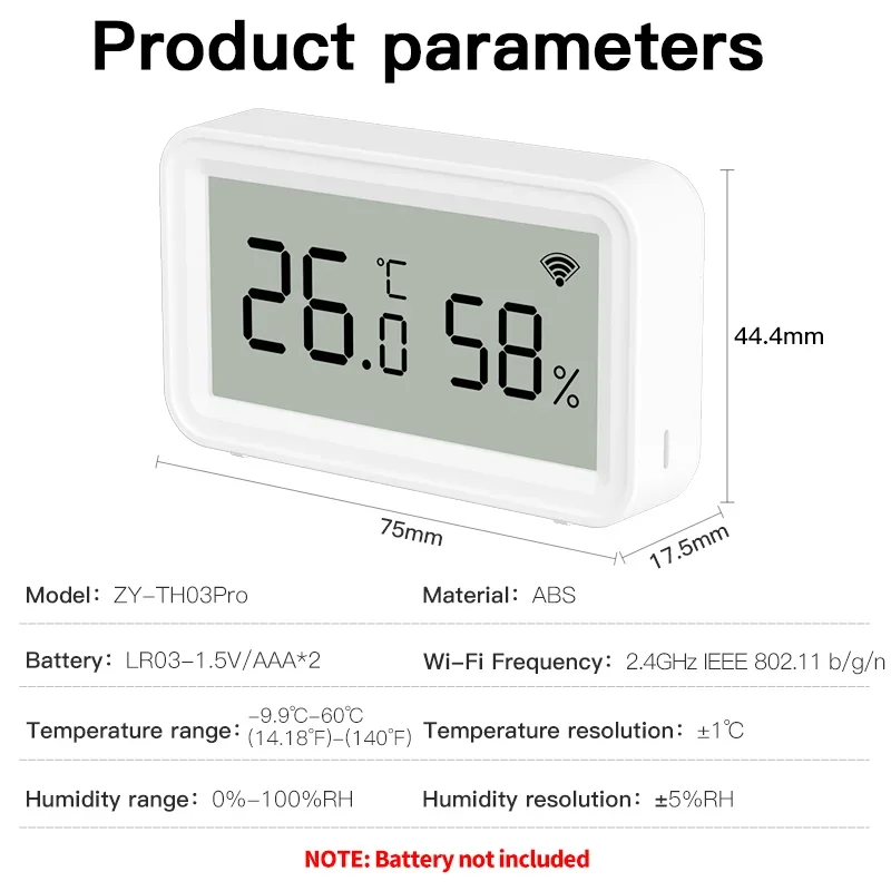 Sensor inteligente inalámbrico de temperatura y humedad, WiFi, Tuya, Compatible con Smart Life, asistente de Google, Monitor doméstico y Alexa