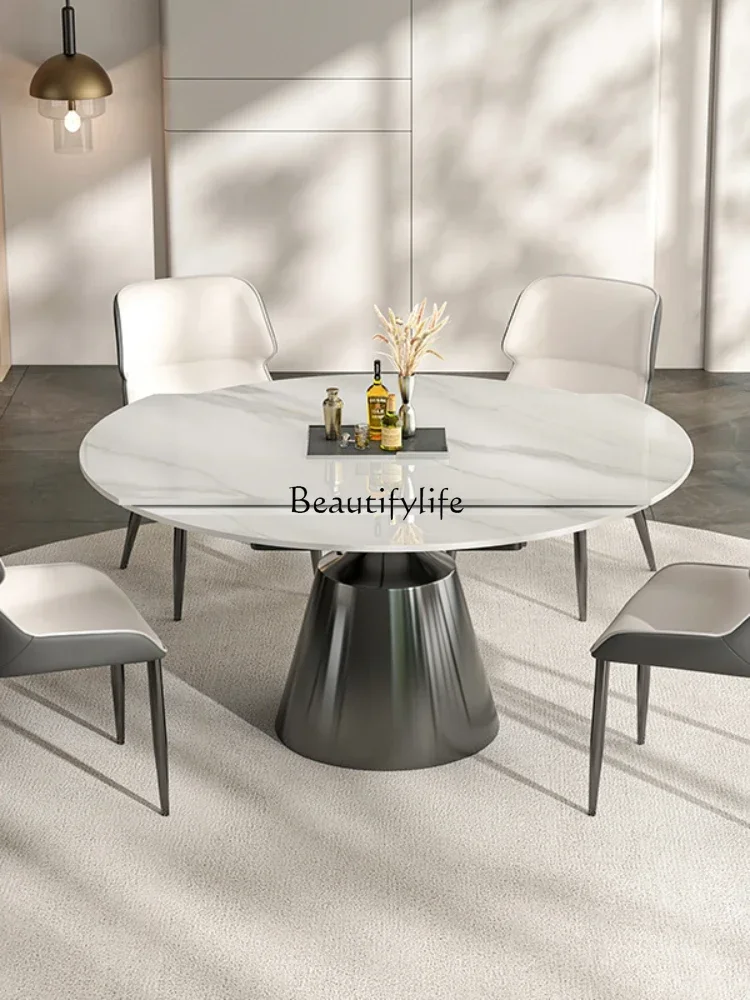 

*household retractable rotating rock slab round table Italian minimalist high-end square round