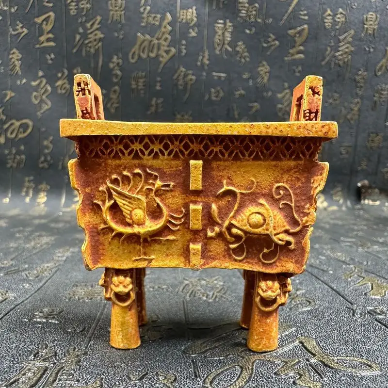 Golden Four Divine Beasts Ornament for Home Ceremony Art Tea Table Desktop Incense Burner