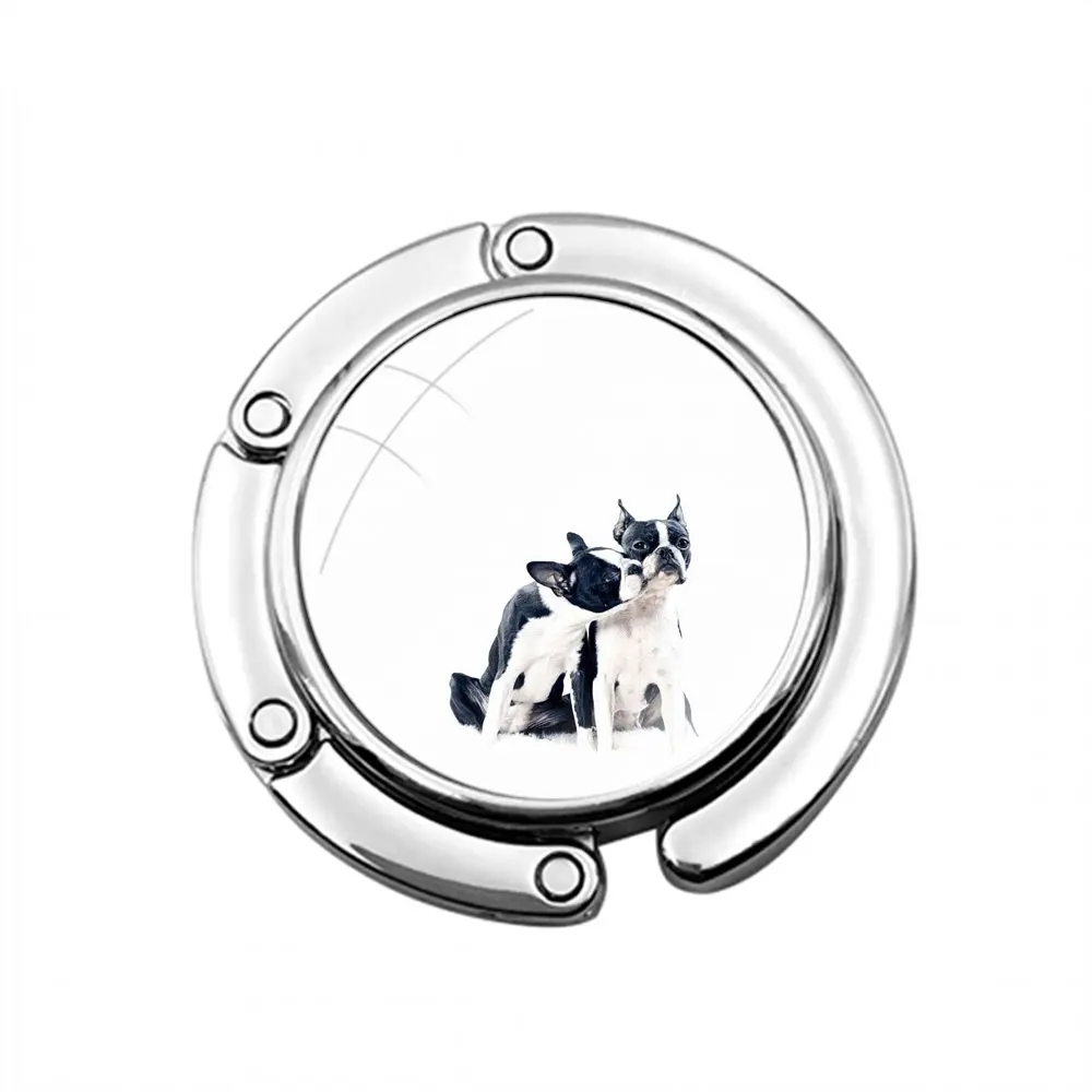 Boston Terrier dog puppies Cute Foldable Purse Hook for Women's Table Handbag Storage Folding Decor Table Hook