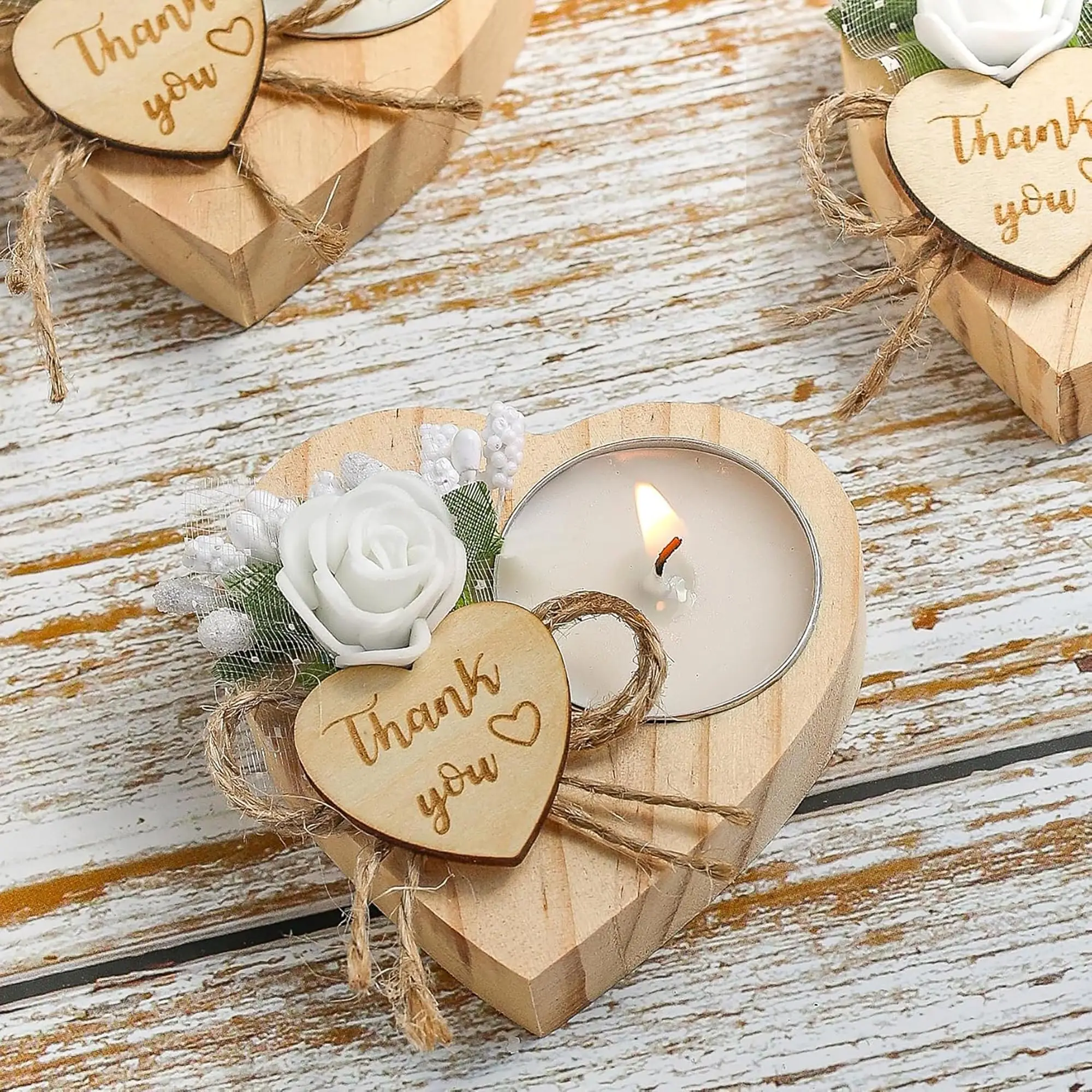 100 Piece Wooden Tealight Candle Set for Wedding Favors for Guests, Birthday Party Favors, Baby Shower Favors, Return
