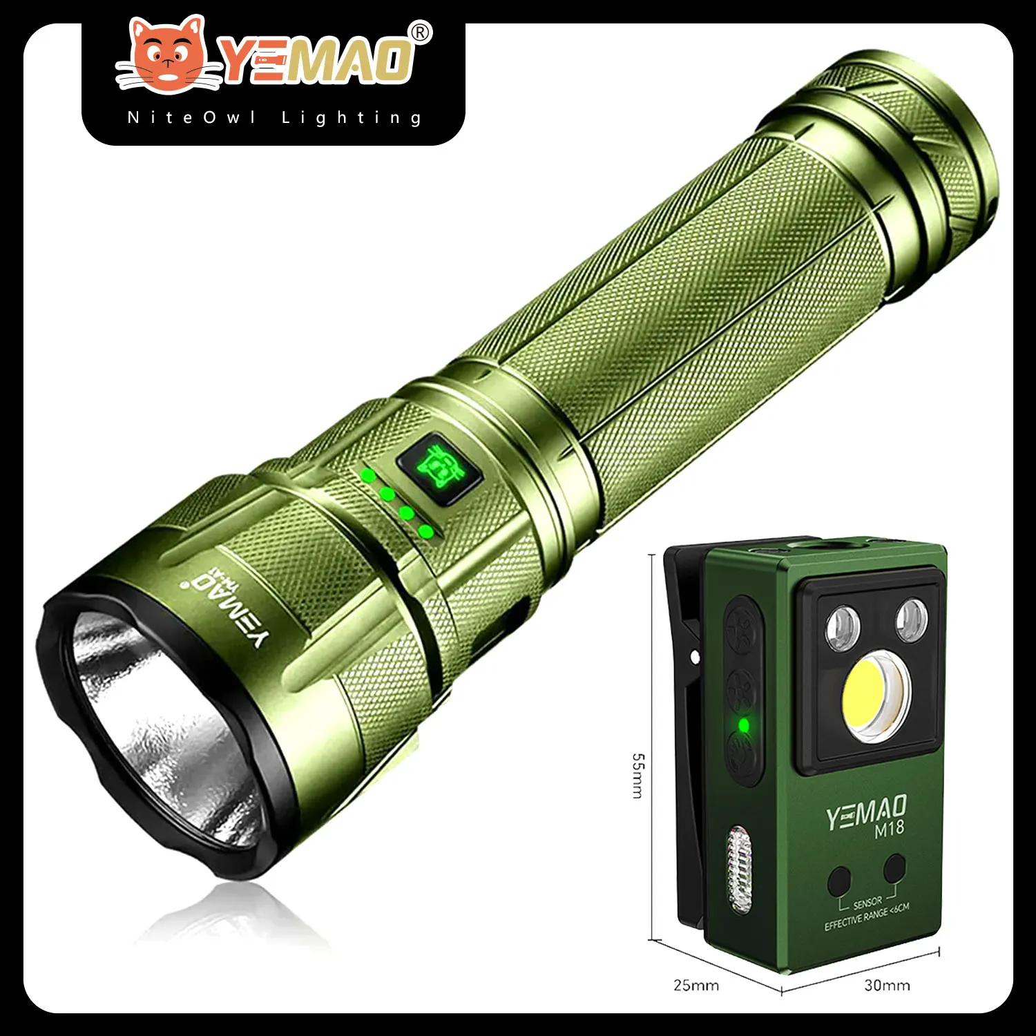 

YEMAO A1 2800LM Super Bright Tactical Flashlights LiFePO4 Battrey 15000mah Portable Rechargeable LED Torch 300M Spotlight Range
