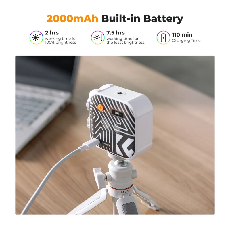 K & F CONCEPT-مصباح فيديو بجيب قابل للتعتيم RGB ، مصباح تعبئة مغناطيسي ليد ، إضاءة مؤتمرات فيديو ، 21 تأثير إضاءة ، way-K-our K #4