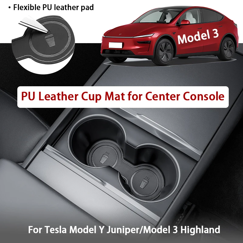 For Tesla Refreshed Model 3/Y Center Console Cup Holder Pads, Non-Slip Mats, Storage Slot Protectors, Car Interior Modification