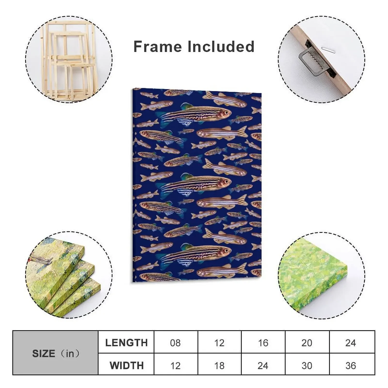 Zebrafish Danio Model Organism Genetics Biology Pattern Canvas Painting Paintings on the wall anime figure