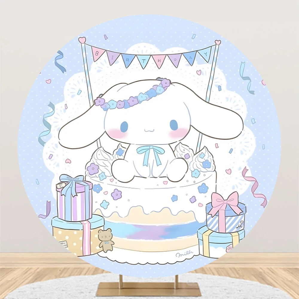 Cinnamoroll Elastic Round Circle Backdrop For Photography Photo Background Baby Shower Birthday Party Decoration babyCinnamoroll