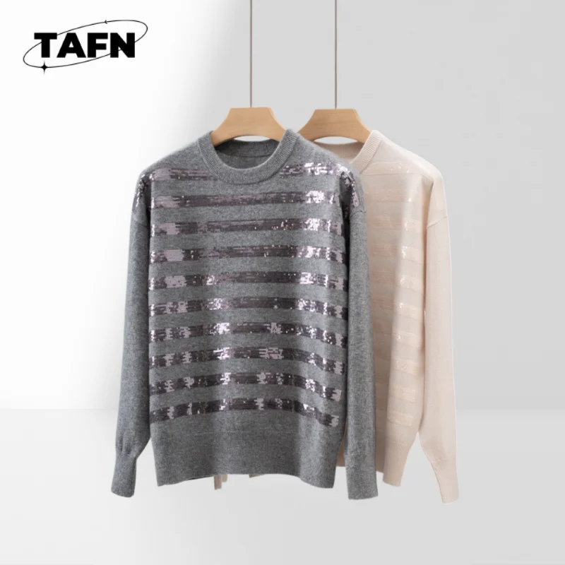 سترة صوف دافئة للنساء، نمط كاجوال ومعكرر للشتاء، سترة محبوكة أنيقة للنساء، مثالية لأي كاجوال AJ1828