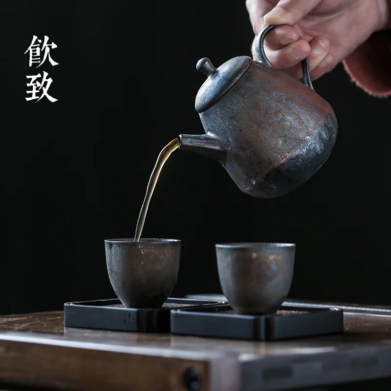 Firewood teacup, Japanese-style tasting cup, small stoneware master cup, single cup, handmade ceramic Kungfu tea set