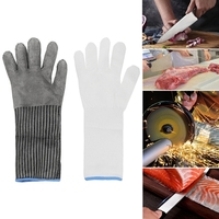 Cut Resistant Glove with Arm Protection Sleeves Level Stainless Steel Mesh Metal Glove Butchers Metal Glove for Meat Fish