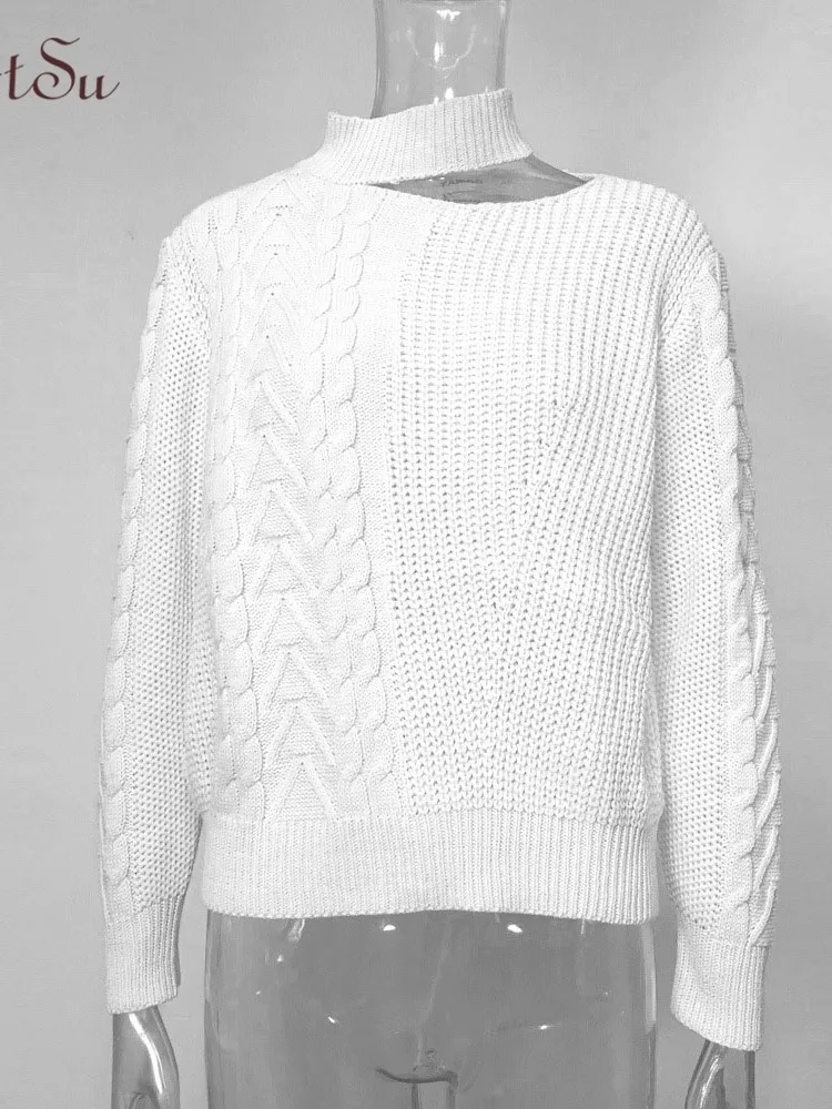 ArtSu-suéteres de punto para mujer, suéter suelto informal, sólido, hombros descubiertos, suéteres de gran tamaño, invierno, ASSW60310