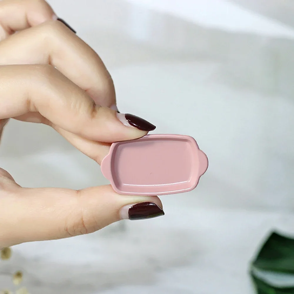 4Pcs 1/12 인형 집 미니어처 액세서리 미니 합금 음식 접시 모델 시뮬레이션 저녁 식사 접시 장난감 인형 집 장식